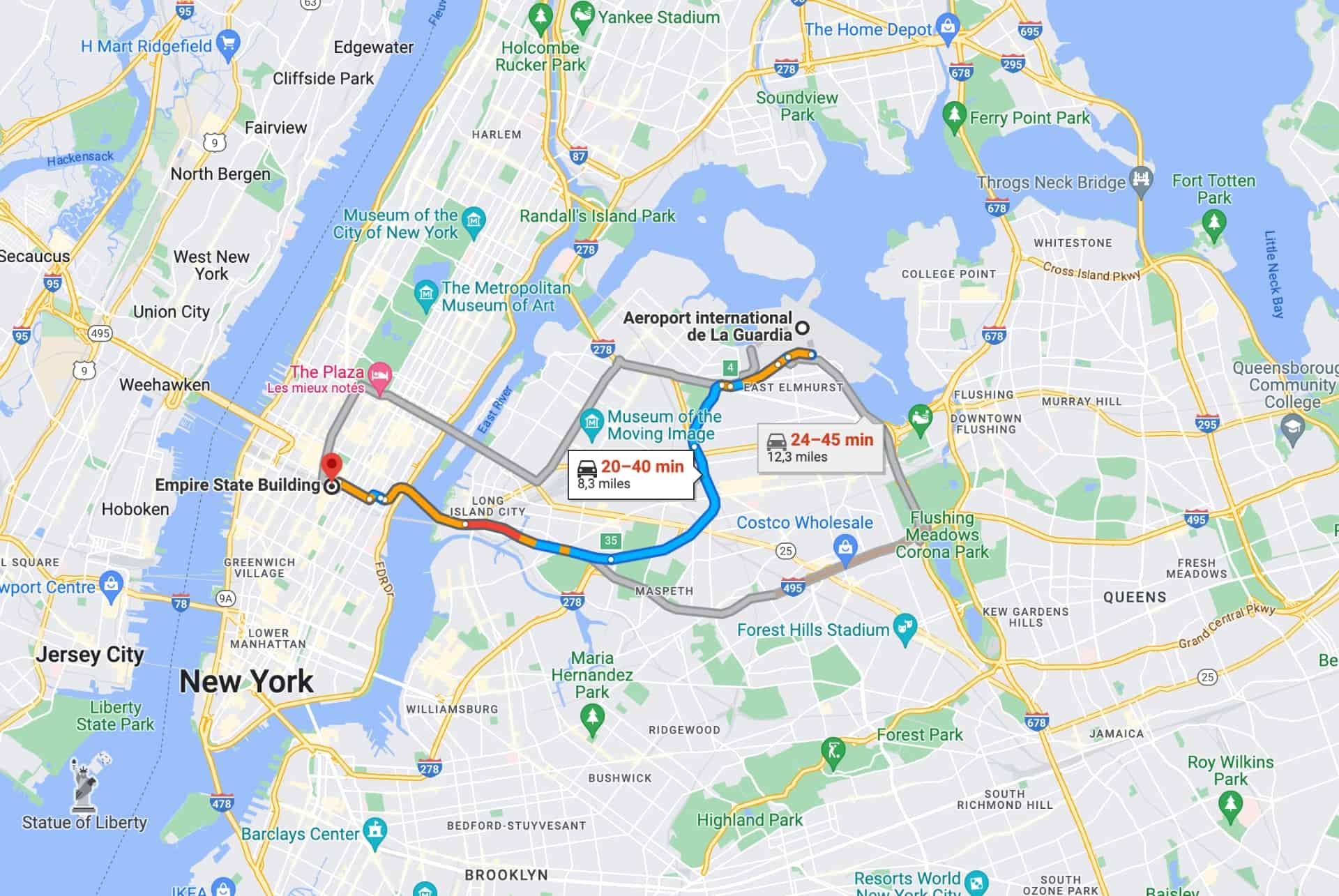 taxi aeroport laguardia map