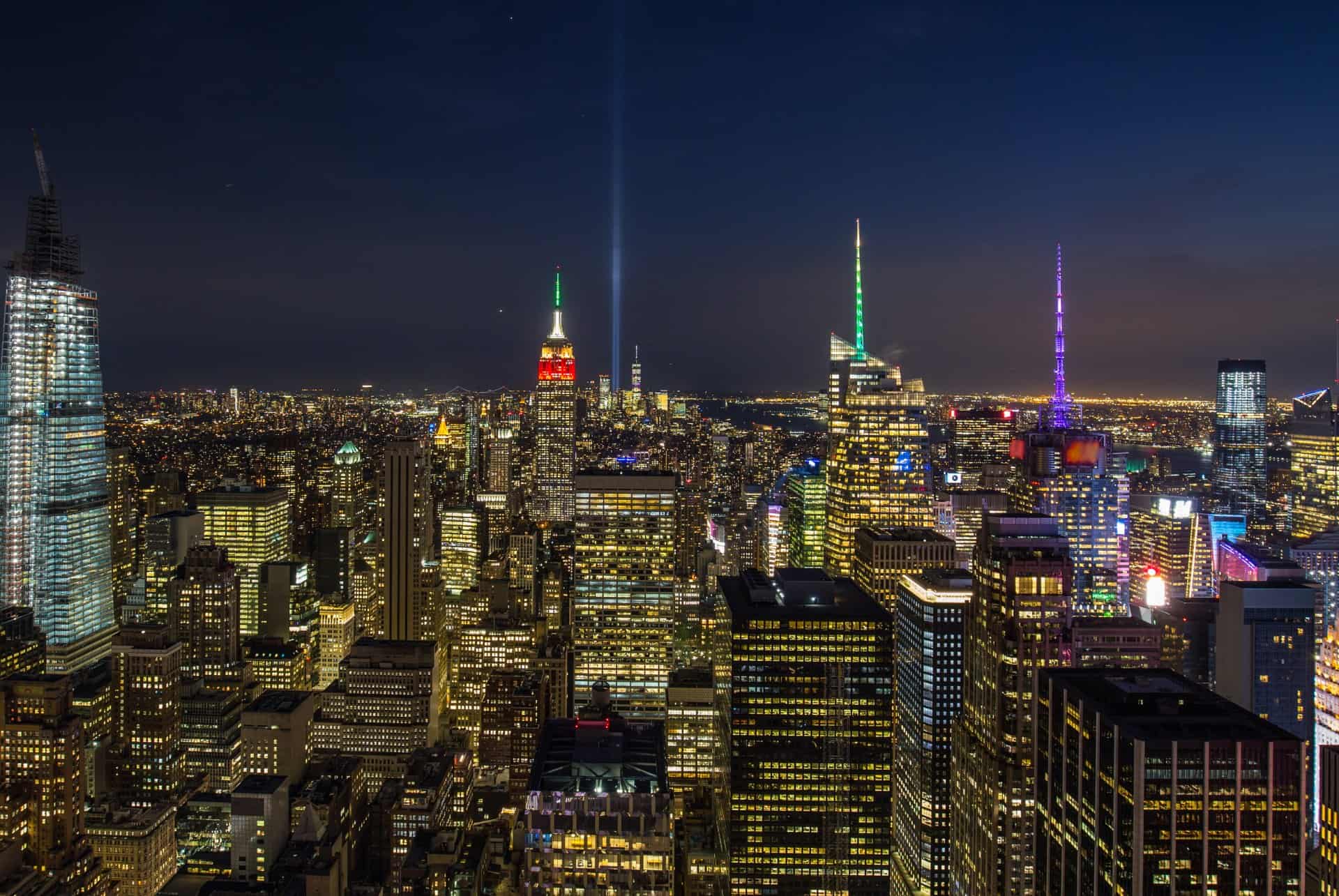 gratte ciels de new york  top of the rock nuit